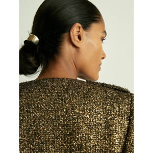 REISS WYNEE Metallic Knit Cropped Jacket